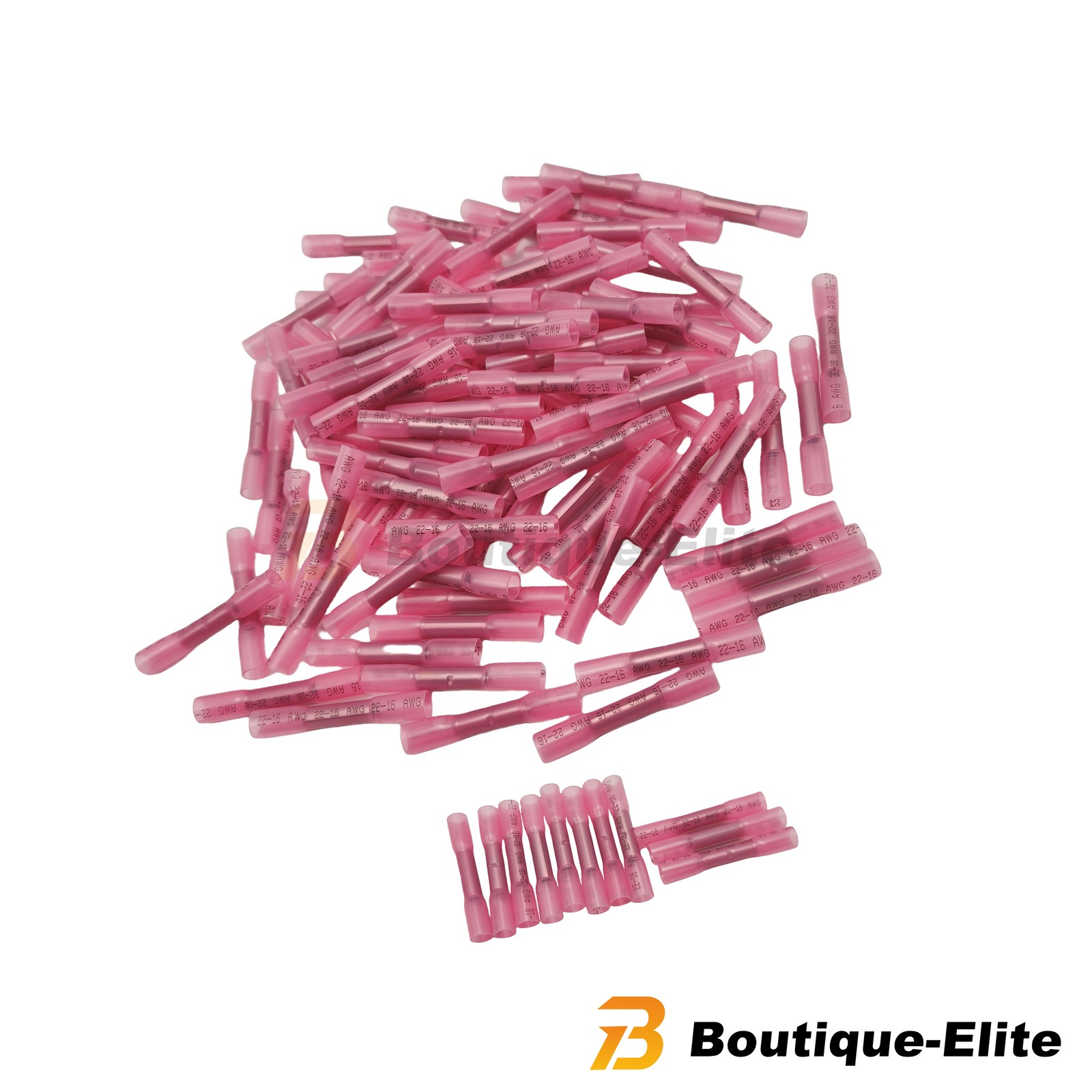 100PCS Heat Shrink Waterproof Wire Connectors For 22-16 AWG Butt Seal Terminals