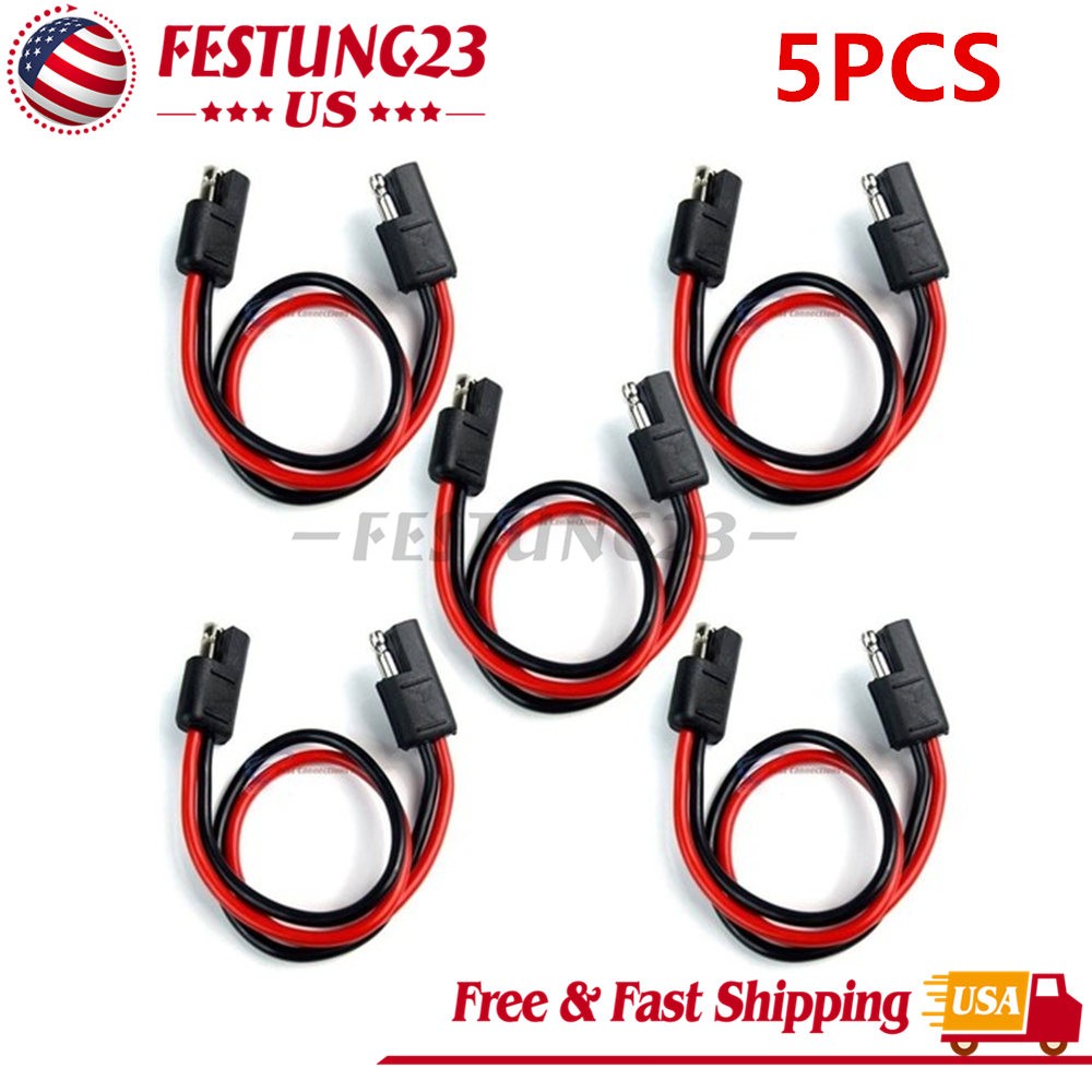 5PCS 14 Gauge 12″ Power Connectors Cable 2 Pin Quick Disconnect Polarized Wire