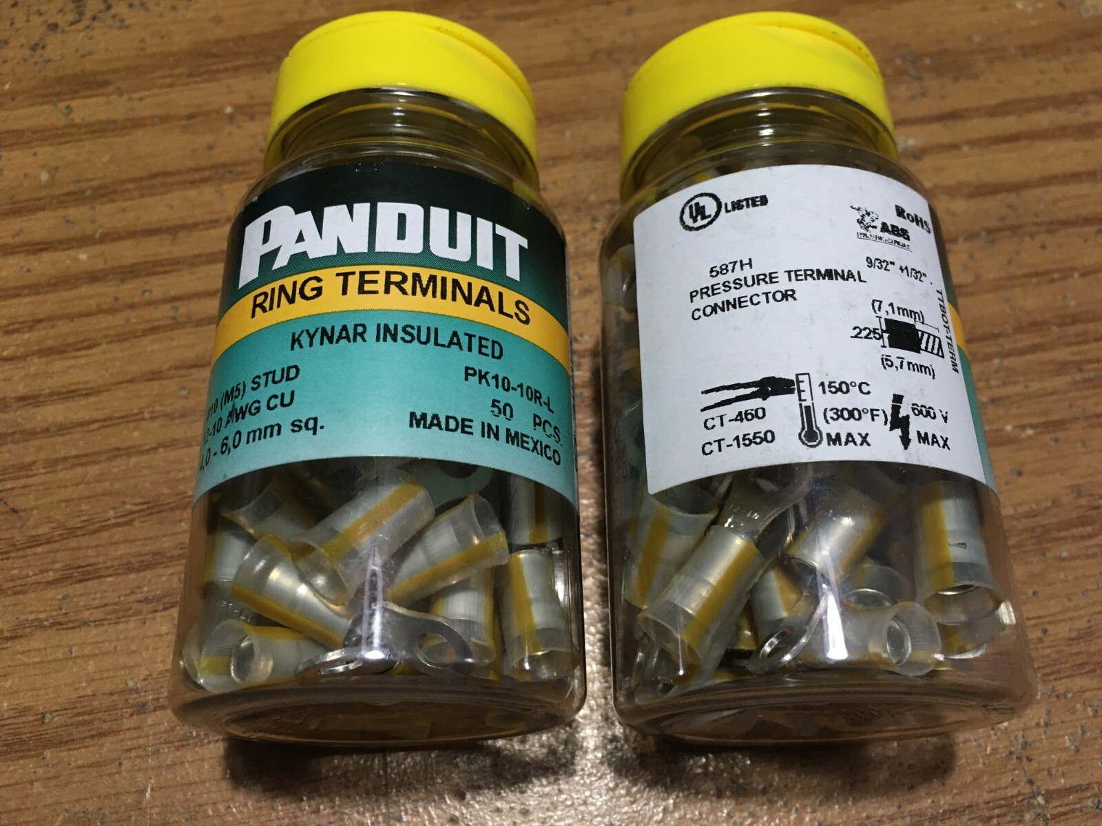 Panduit® – 10-10R-L Ring Term KYNAR insulated 12 – 10 AWG #10 Stud Size Qty 100