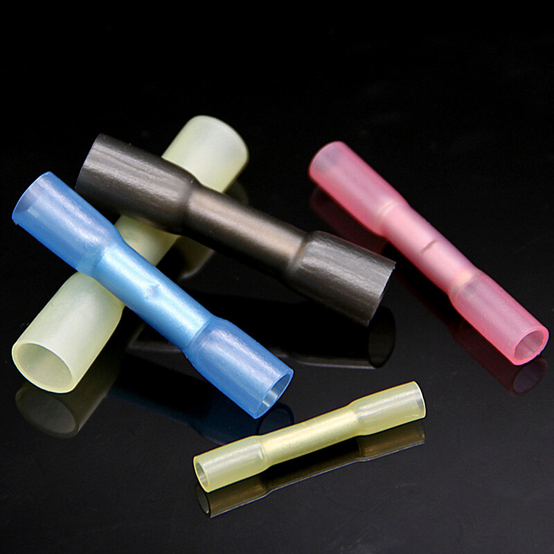 50Pcs Wire Butt Connectors Heat Shrink Electrical Crimp Splice Terminals 5 Size