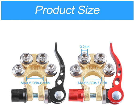 2 Battery Terminal Connectors Quick Release Disconnect for SAE/JIS Type A Copper