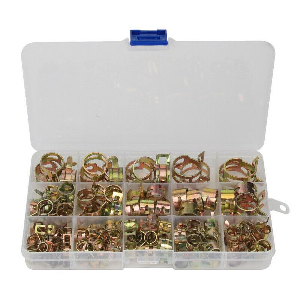 115Pcs Assorted Fuel Line Hose Spring Clip Water Pipe Air Tube Clamps 6-22mm