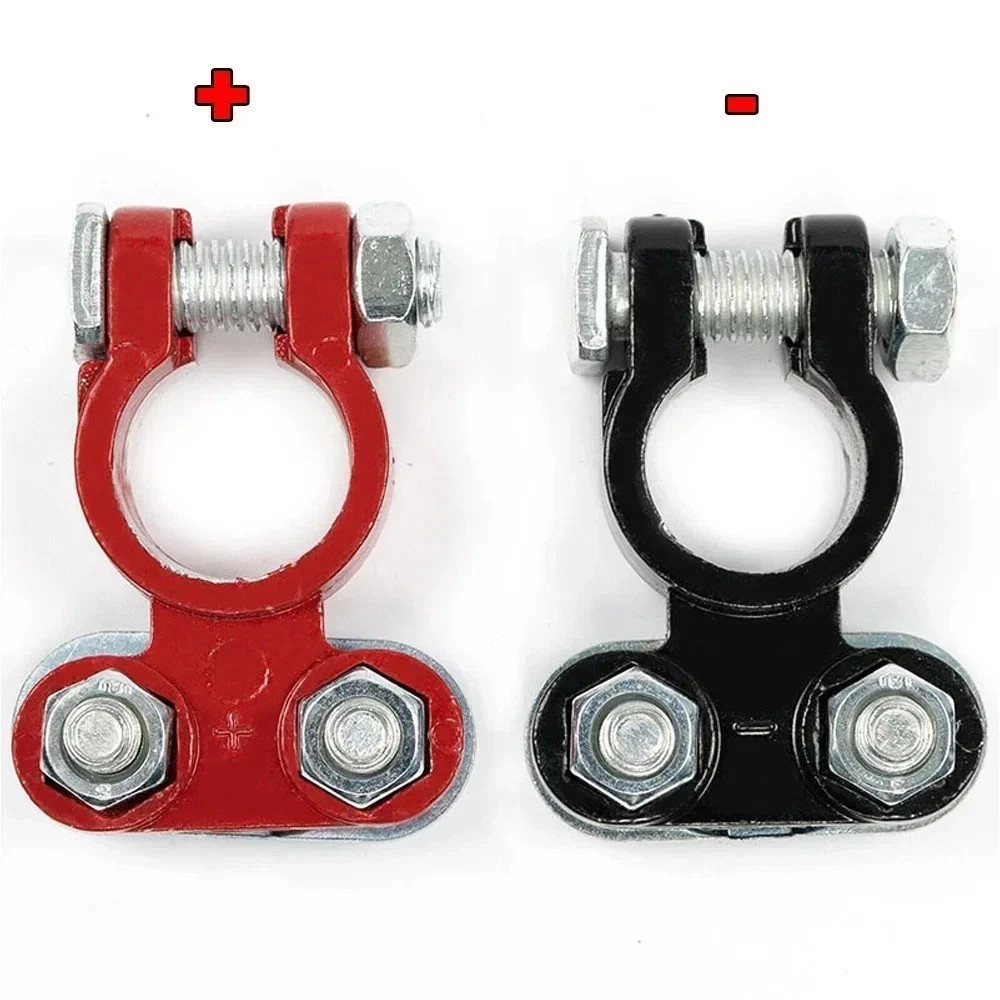 2 Car Battery Terminal Connector Top Post Positive Negative Heavy Duty Universal