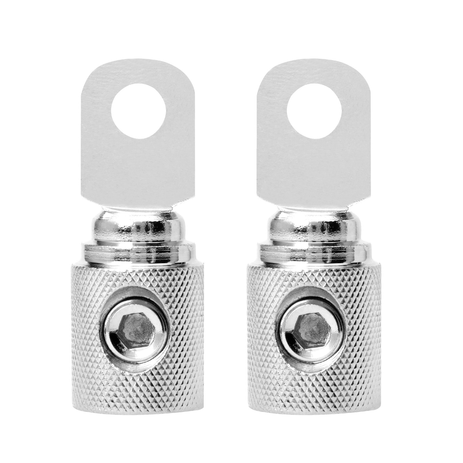 2 Set Screw Power Ring Terminal 1/0 2GA AWG Gauge 5/16″ Hole Brass Nickel Ground