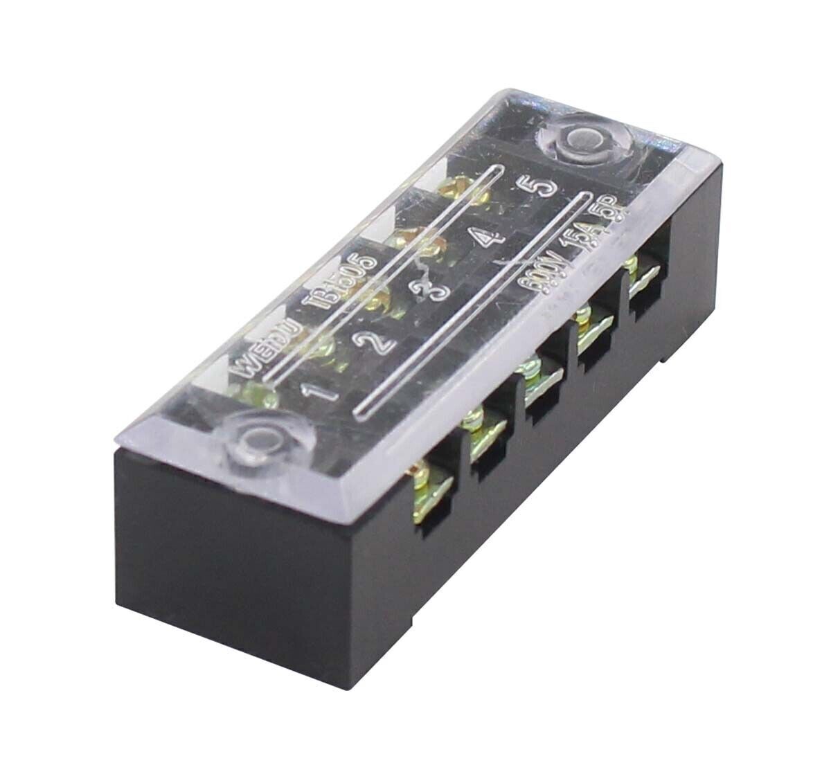 5 Set 5 Positions Dual Rows 600V 15A Wire Barrier Terminal Blocks Strip 5P USA