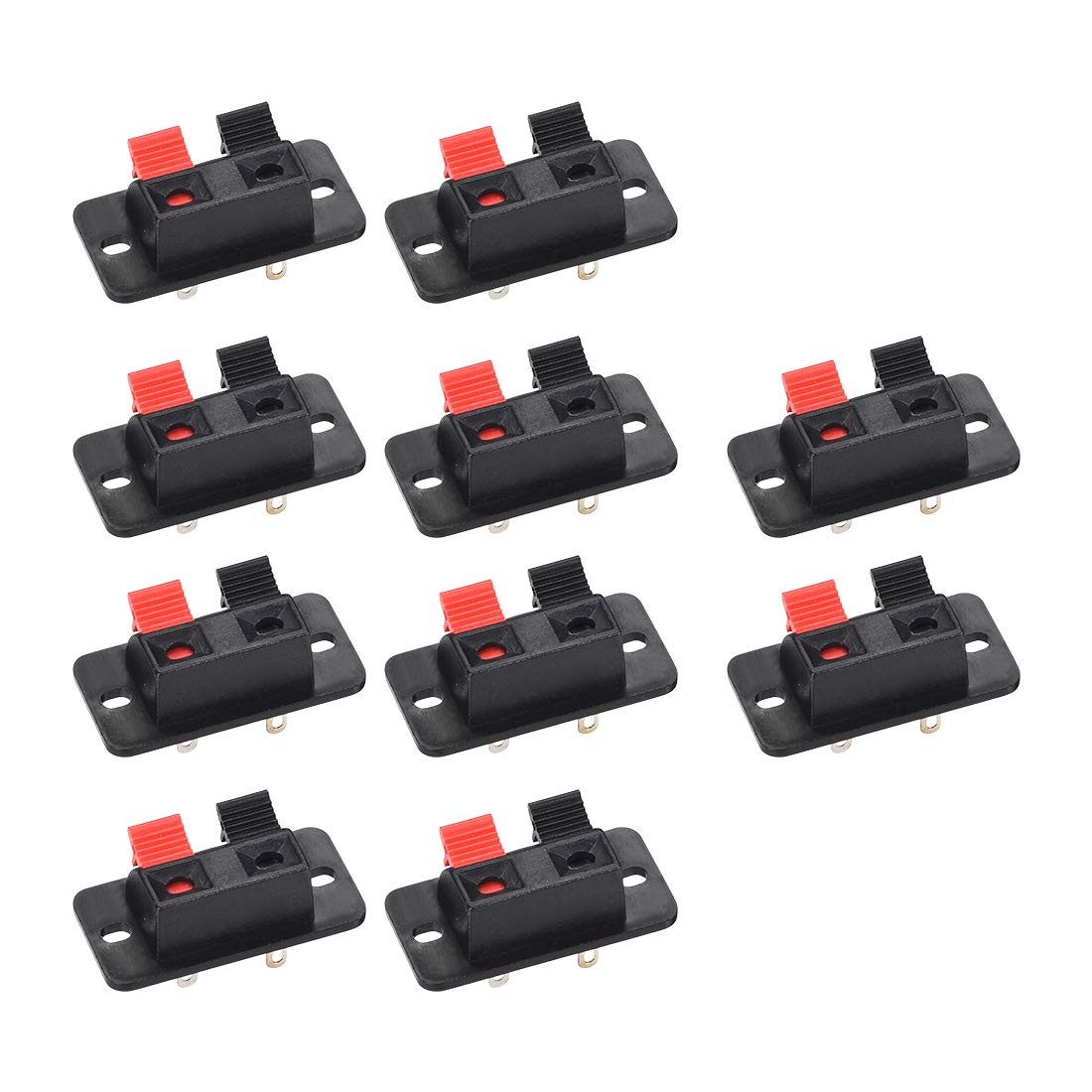 uxcell 2 Way Spring Speaker Terminal Clip Push Release WP2-204(10Pcs), Black