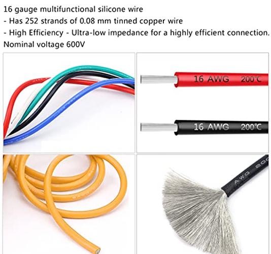 16AWG 5 Colors Silicone Electrical Wire Kit Hook Up Cable for 16AWG-5 Cores