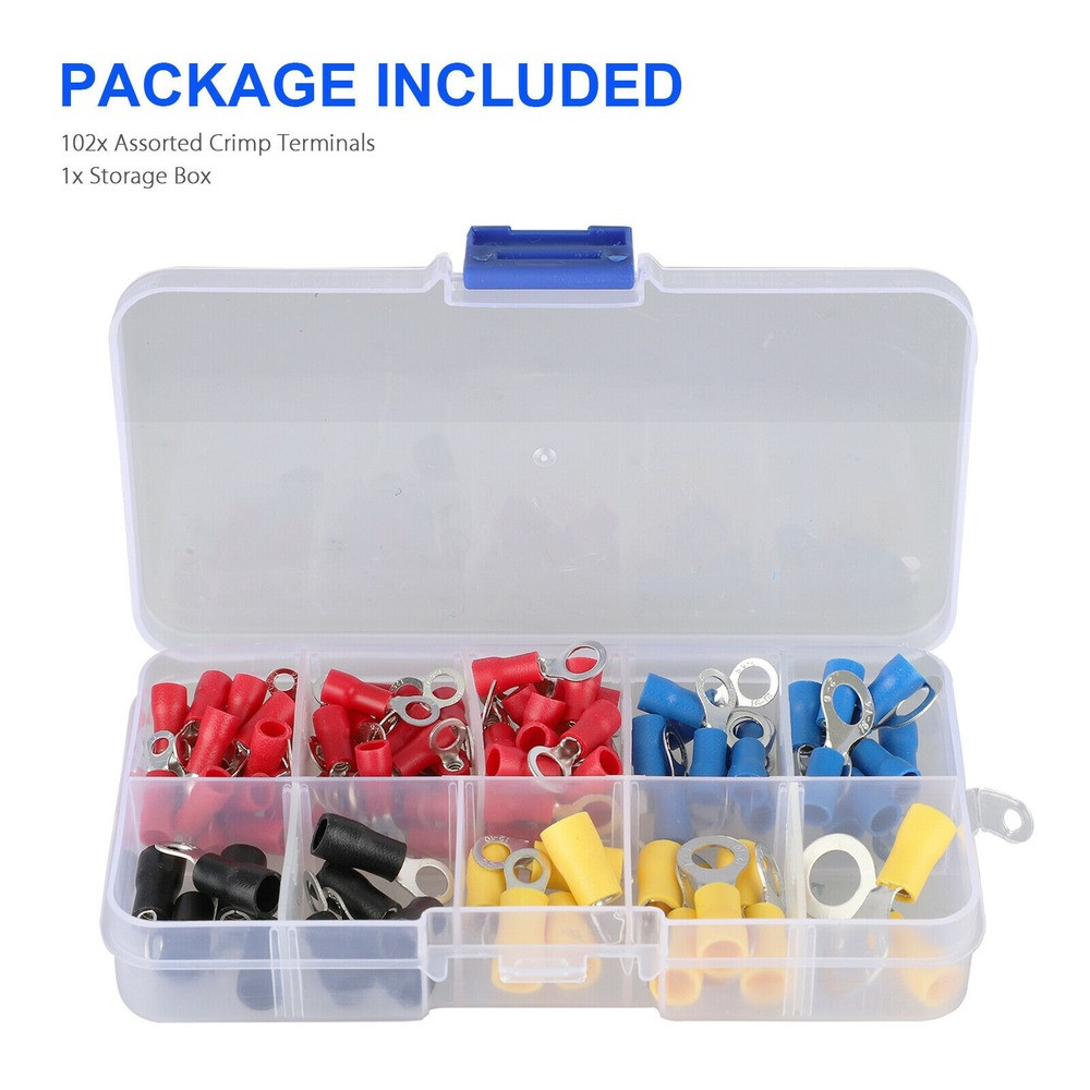 102Pcs Insulated Splice Spade/Crimp/Ring Terminal Electrical Wire Connectors Kit