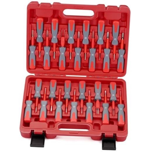 Terminal Removal Tool Kit, 26 Pcs Depinning Tool Pin Removal Tool Kit, Red