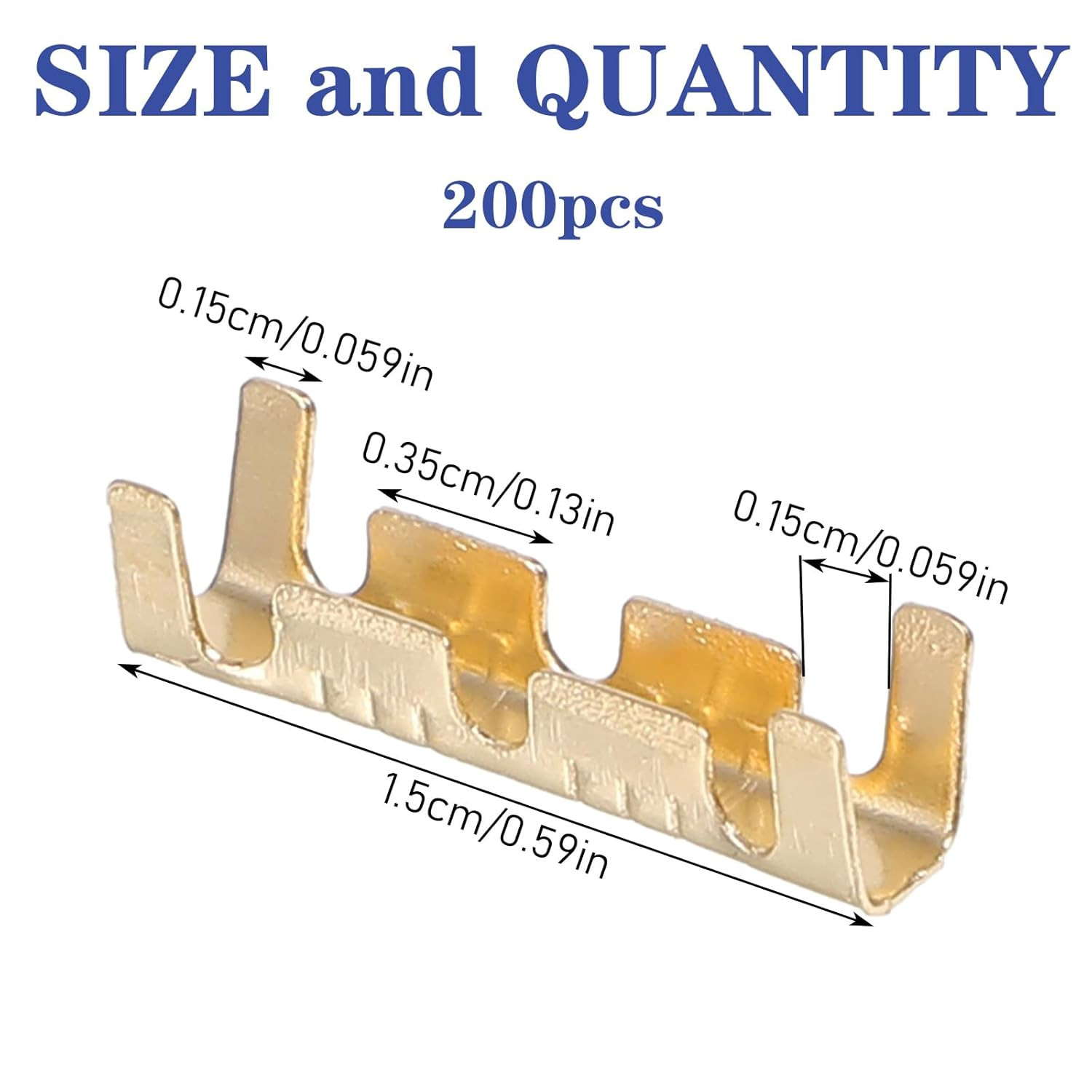 200Pcs U Shape Copper Ring Terminals, Brass Crimp Terminals Connector Open Barre