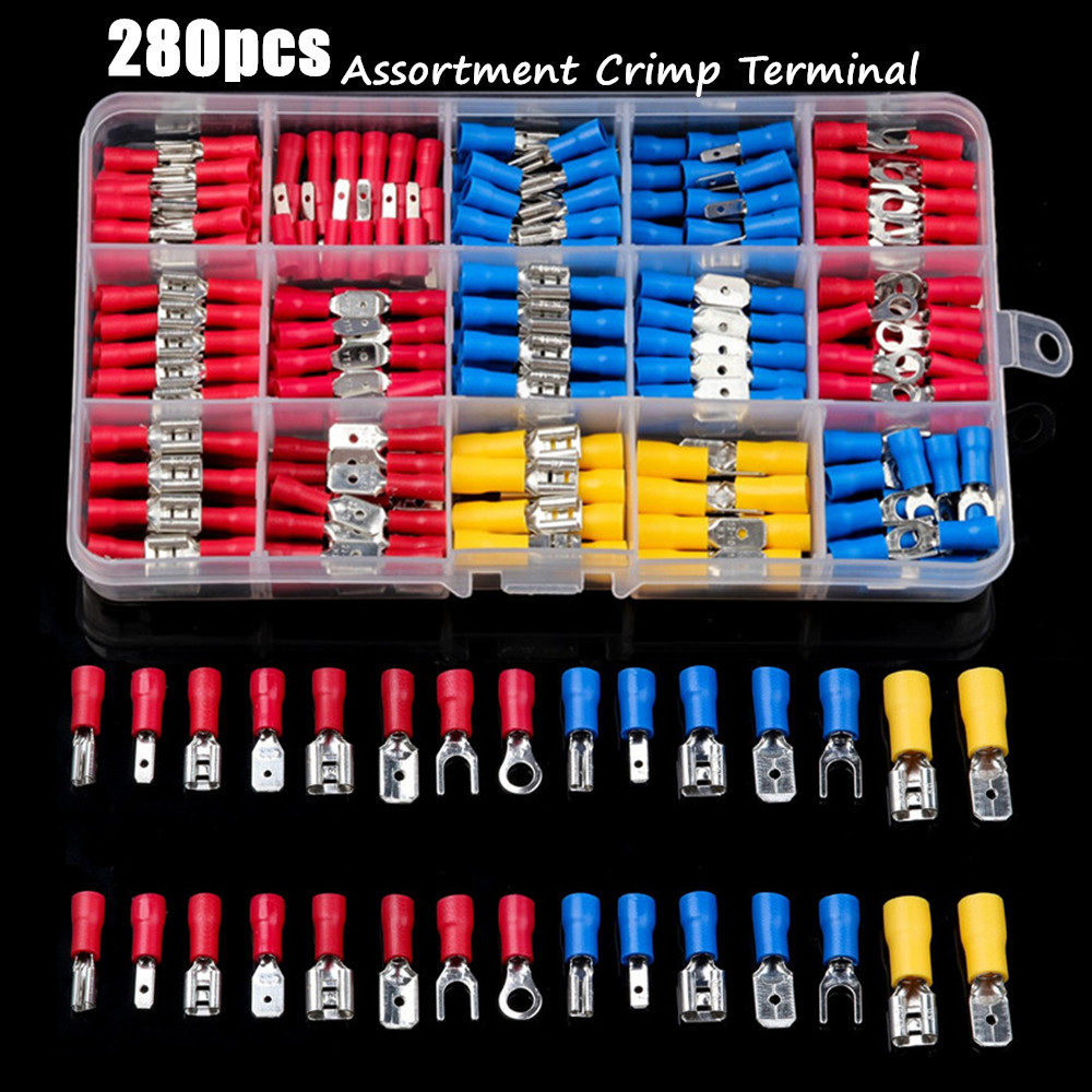 280PCS Assorted Crimp Spade Terminals Insulated Electrical Wire Connectors Kit
