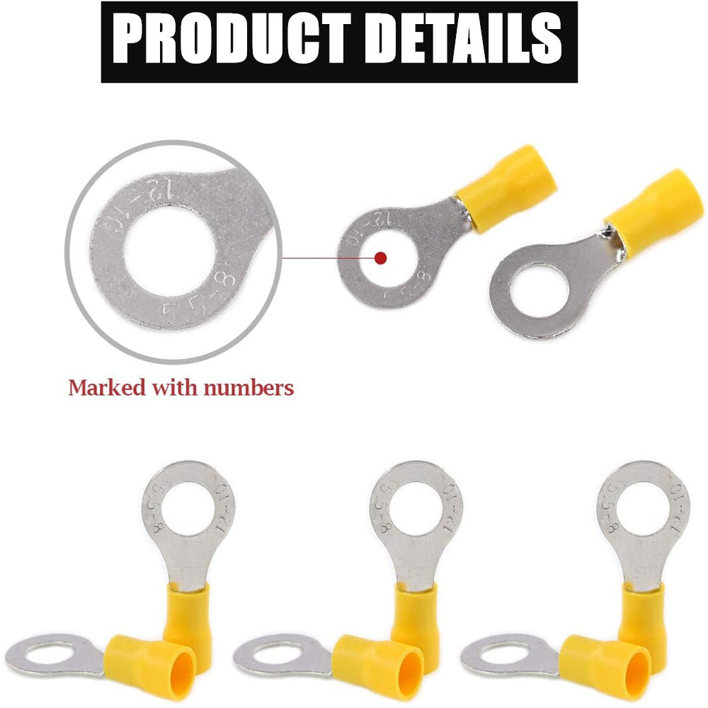 Gauge Vinyl Ring Terminals Electrical Connectors Yellow – YOU CHOOSE SIZE 12-10