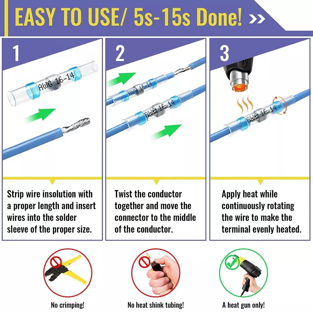 500/160PCS Waterproof Solder Stick Seal Sleeve Heat Shrink Butt Wire Connectors