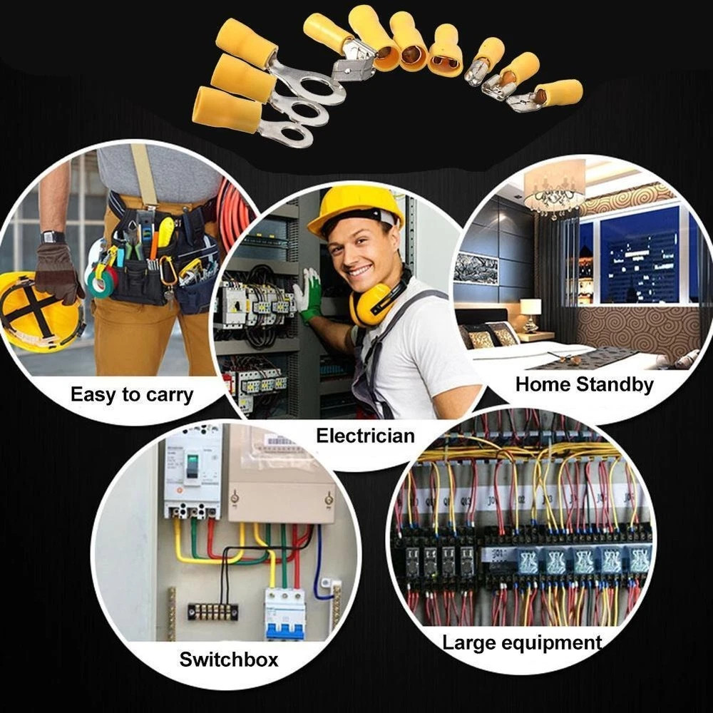 1200/280 Assorted Insulated Electrical Wire Terminals Crimp Connectors Spade Kit