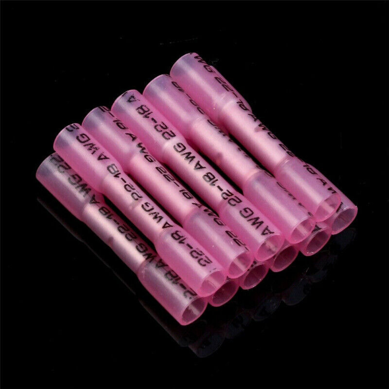 50/100Pcs Waterproof 26-10AWG Heat Shrink Butt Connectors Wire Crimp Terminals