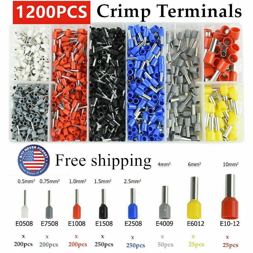 1200Pcs Terminal Wire Connectors Assorted Electrical Set Insulated Crimp Kit Set