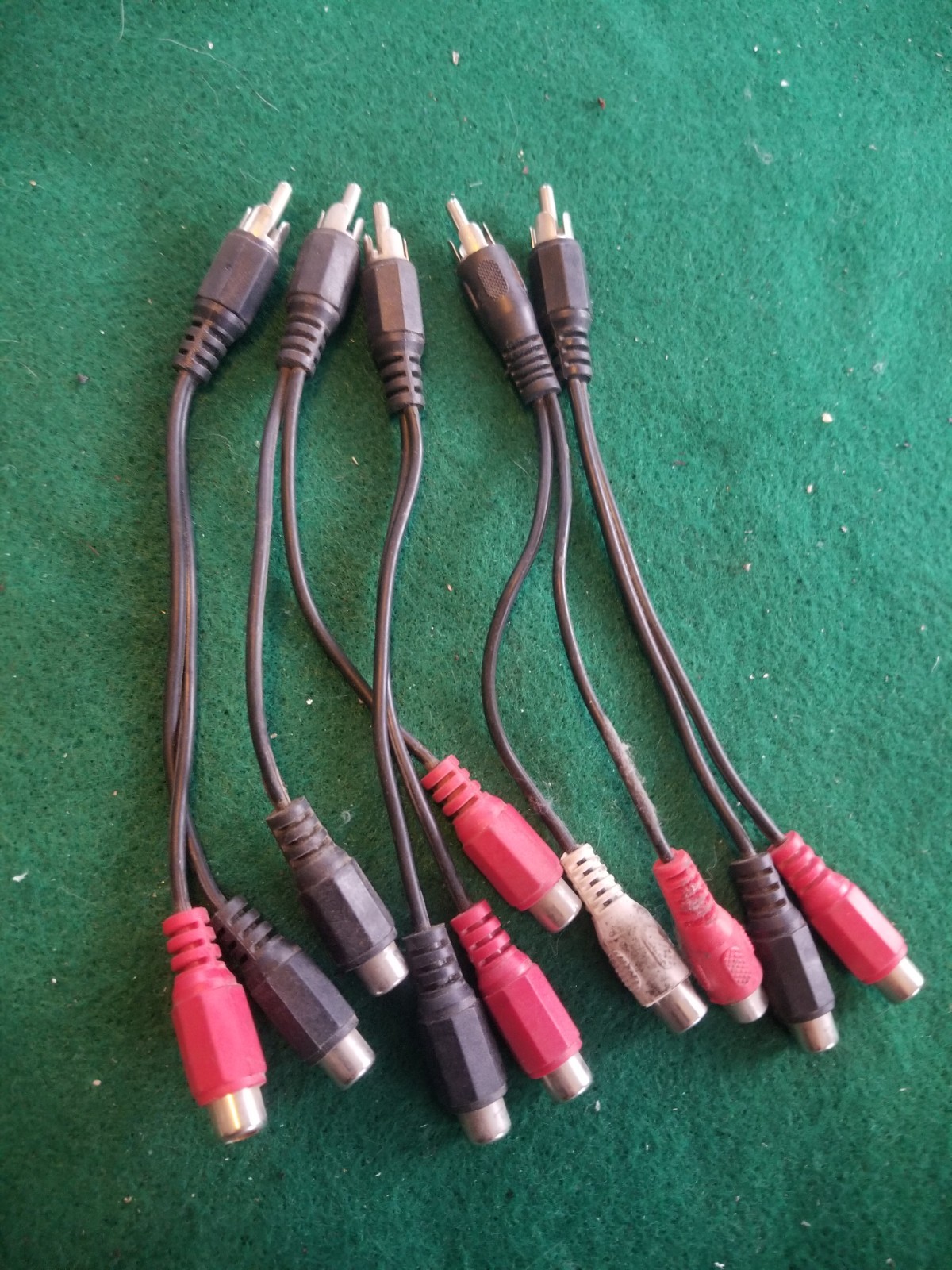5 pcs Vintage RCA Male split 2 RCA Female Y cable 7 inches long Made In USA