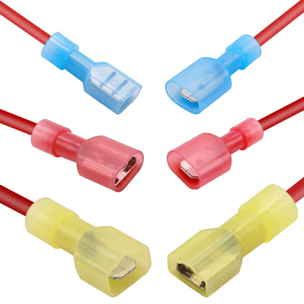 100/300PC Spade Wire Electrical Crimp Terminals Nylon Fully Insulated Connectors