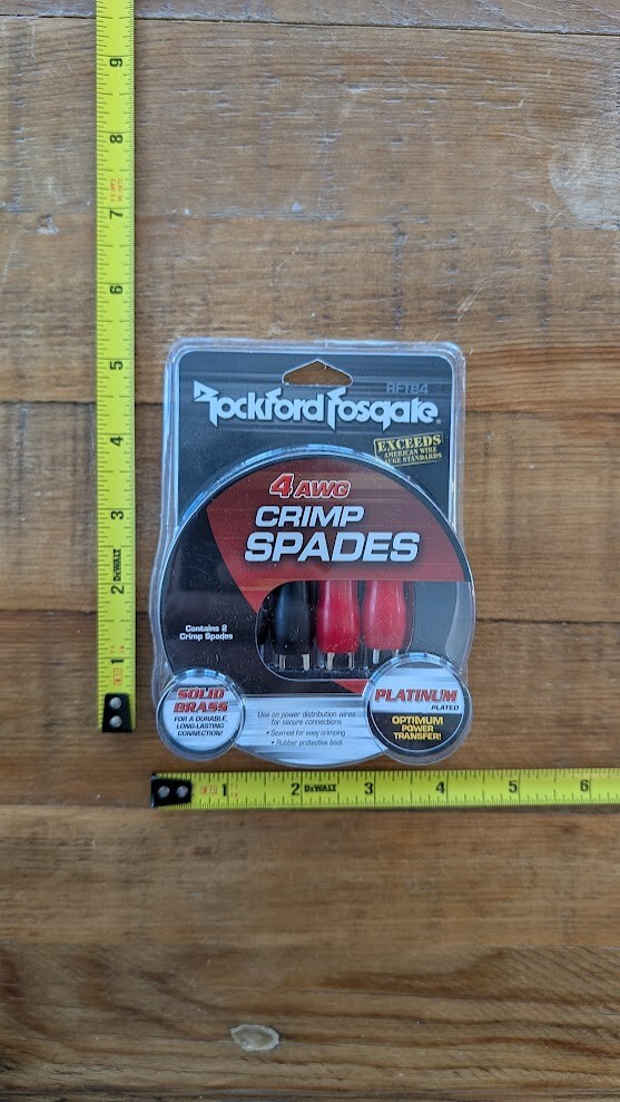 Rockford Fosgate RFTB4 Seamed Crimp Style Barrier Spade Platinum Finish 4 Pack