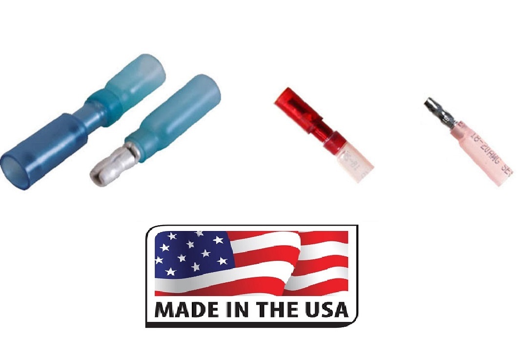 50 Sets of 14-22 AWG Red Blue (25 each) 3M Heat Shrink (M/F) Bullet Terminal 157
