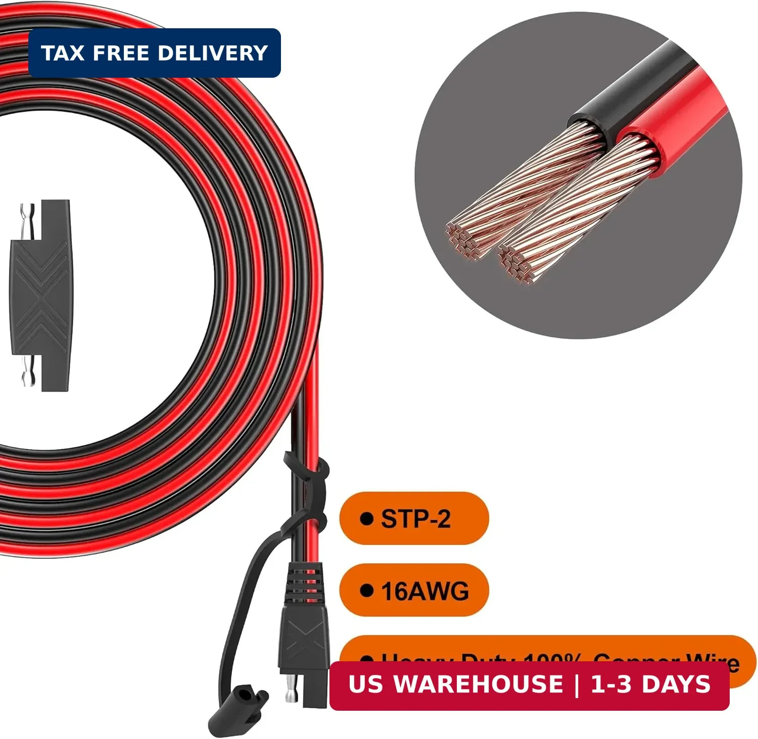 OYMSAE 12Feet SAE to SAE Extension Cable Quick Disconnect Connector 16AWG,for Au