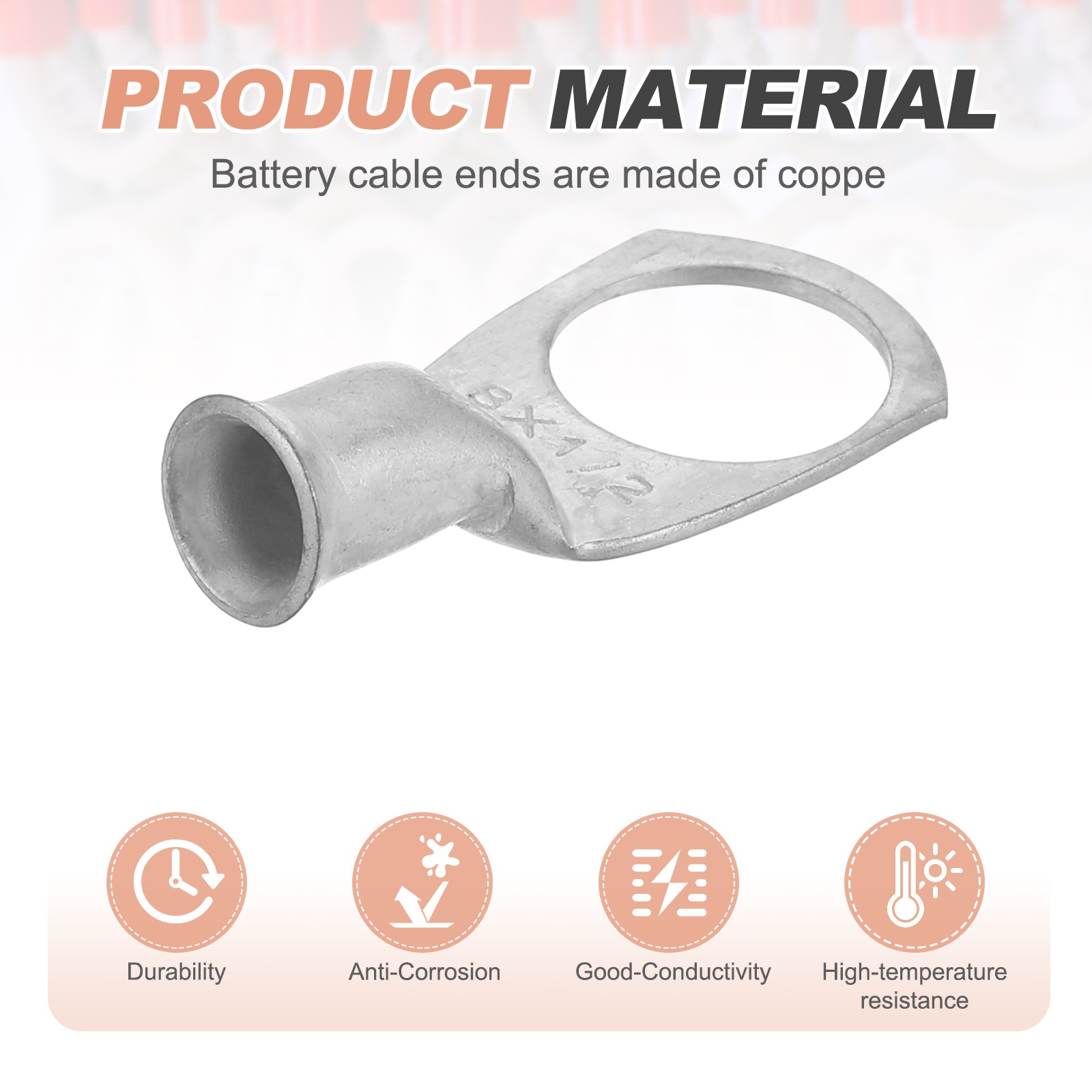10 Pcs Battery Cable Ends 8 AWG 1/2 Inch Tubular Ring Terminals, Silver