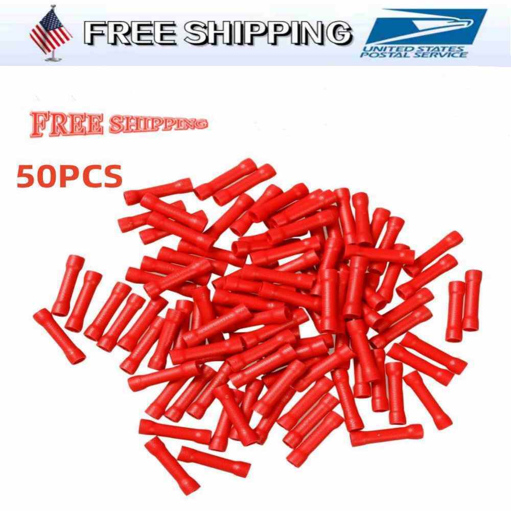 50-200x Insulated Straight Crimp Terminal Splice Butt Wire Connectors Electrical