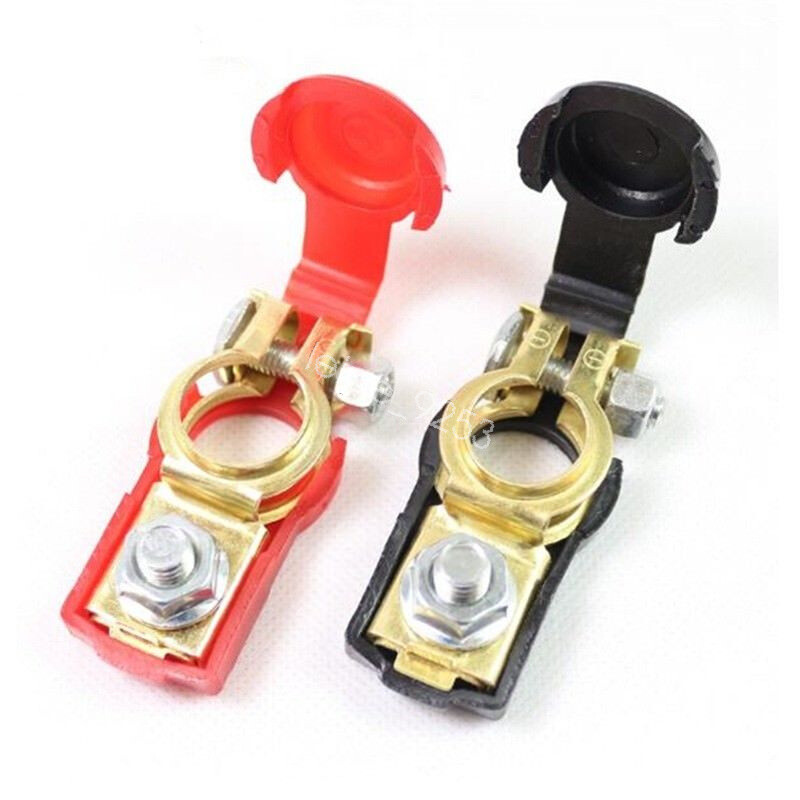 NEW Car Battery Terminal Connectors Clamp 2x Wire Lugs Cable Ends Copper Eyelet