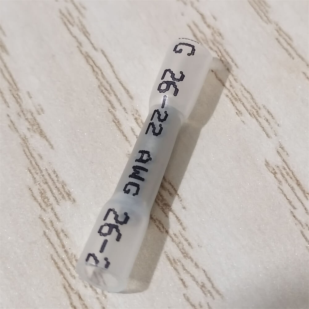 50Pcs Clear 26-22AWG Insulated Crimp Splice Terminal Heat Shrink Butt Connectors
