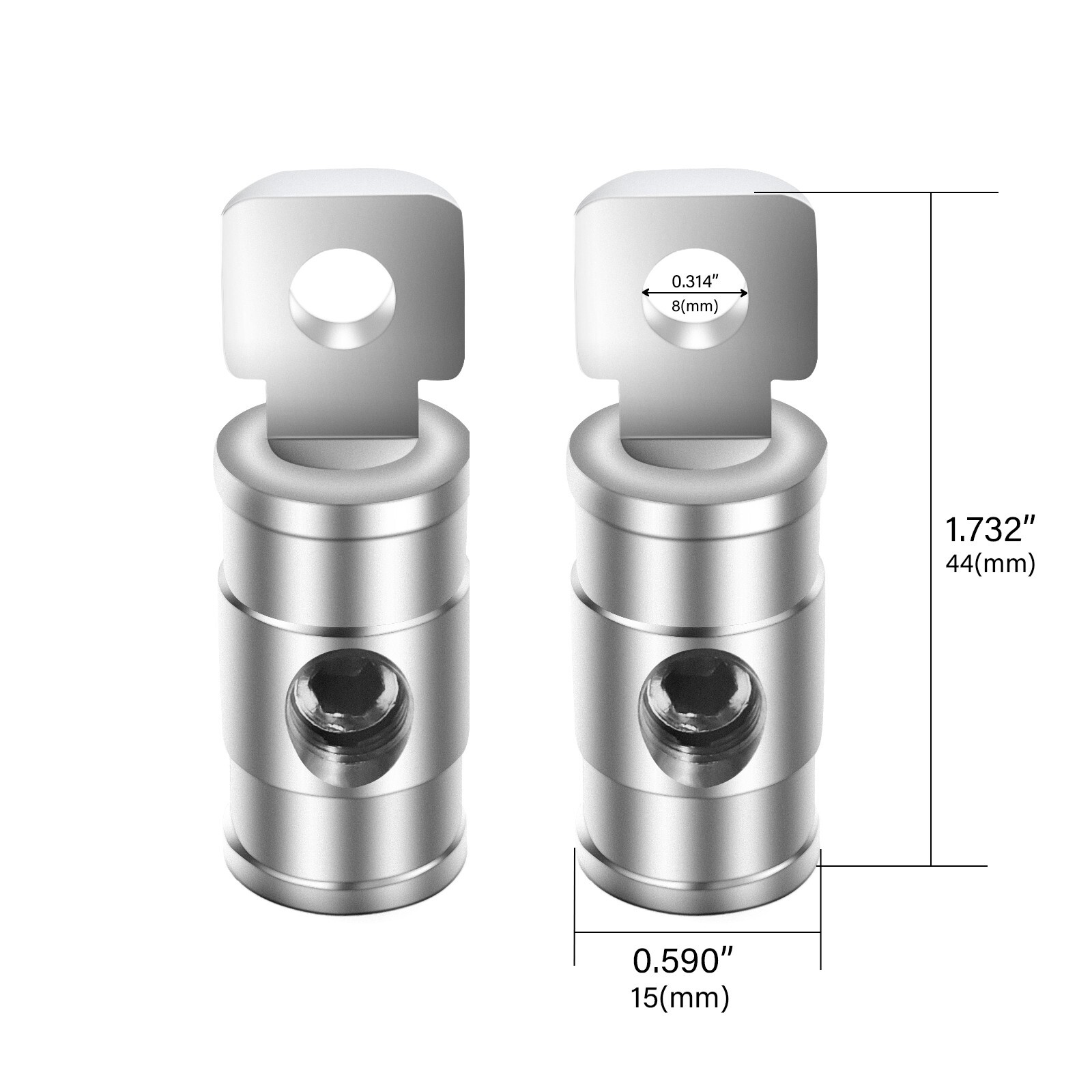 Recoil HR4Q 4 Gauge Set Screw Brass Ring Terminals Battery Connectors, Two Pair