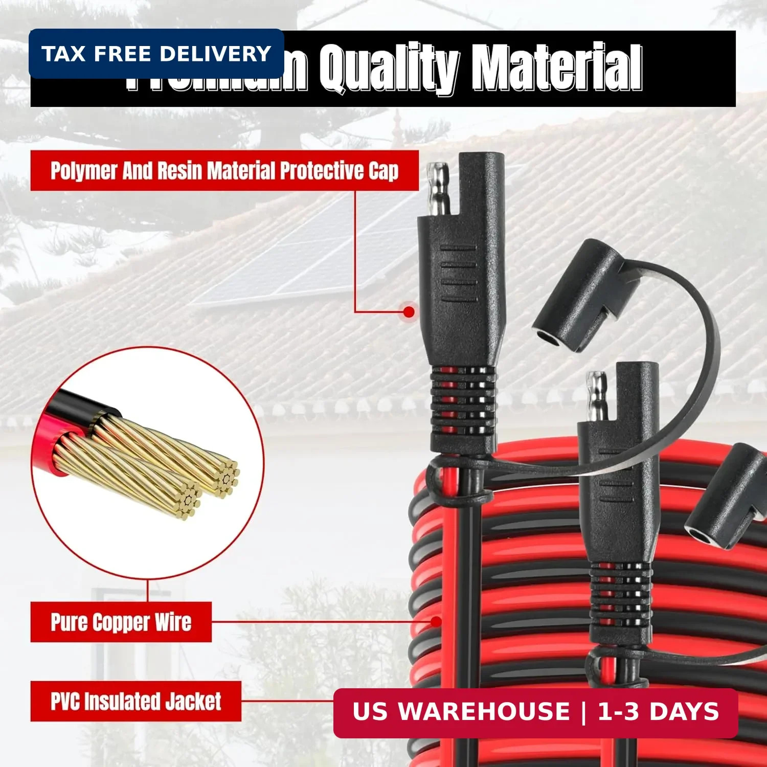 15FT 14AWG SAE Extension Cable, 14 AWG SAE Quick Disconnect Wire Harness 14 Gaug