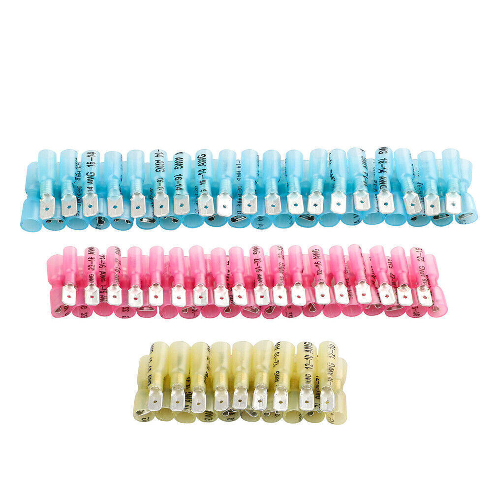22-10AWG Crimp Connectors Heat Shrink Male Female Spade Bullet Terminals Wire