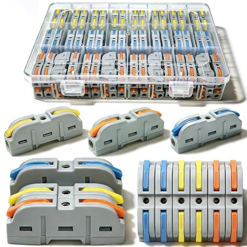 100pcs Lever Wire Connectors, 1 in 1 Out Inline Electrical Wire Splicing
