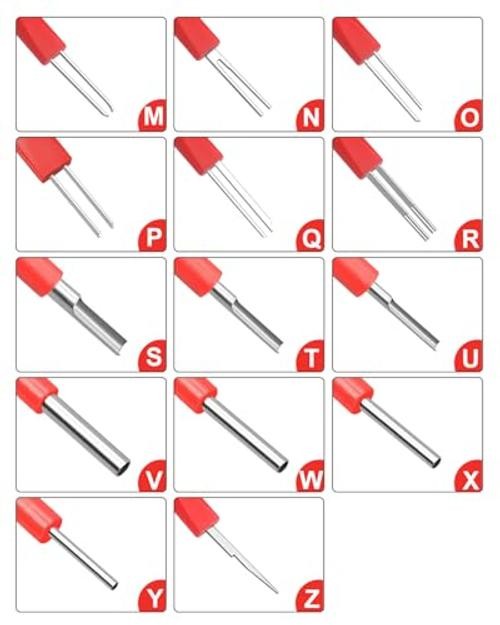 Terminal Removal Tool Kit, 26 Pcs Depinning Tool Pin Removal Tool Kit, Red