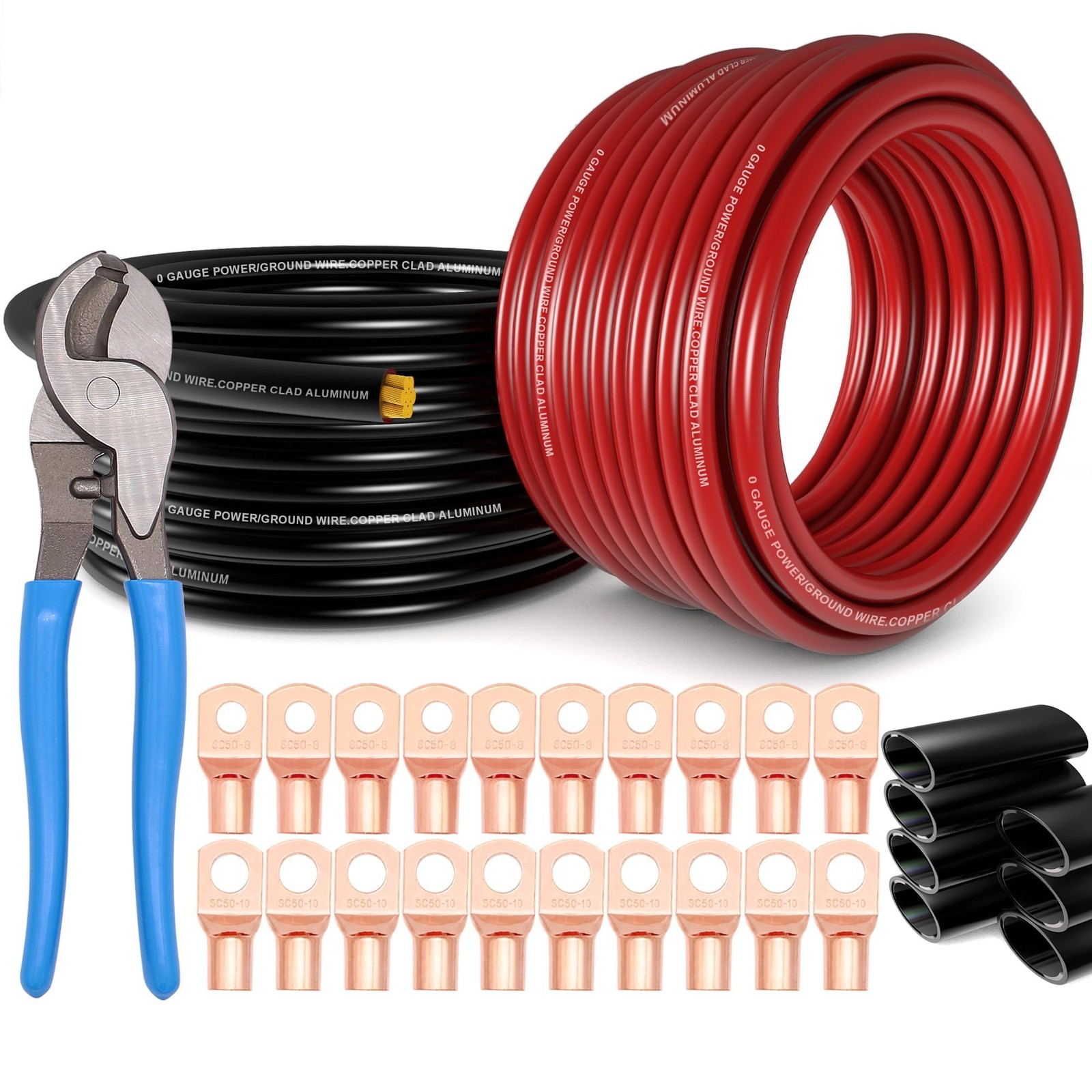 1/0 Gauge Wire20ft Each Red/Black Copper Clad Aluminum CCA Primary Automoti…