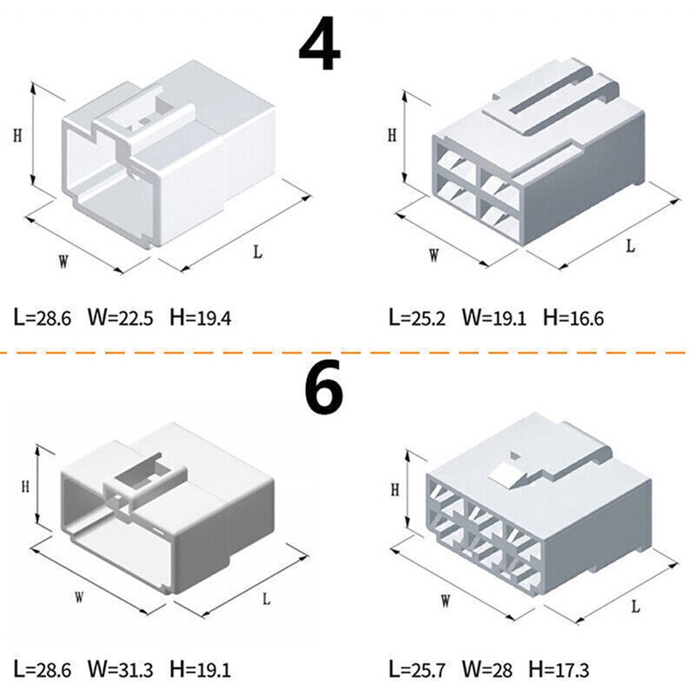 20X Multi-Connector Terminals 2/3/4/6/8 Pin Way Ca 6.3mm Plug Electrical Wiring