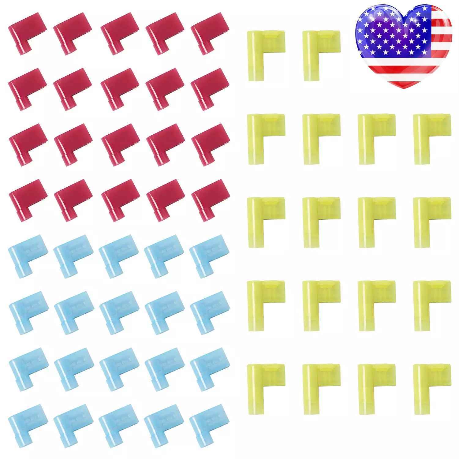 NYLON Fully Insulated FLAG Terminal Connectors 22-10 AWG GAUGE Wire .250 Female