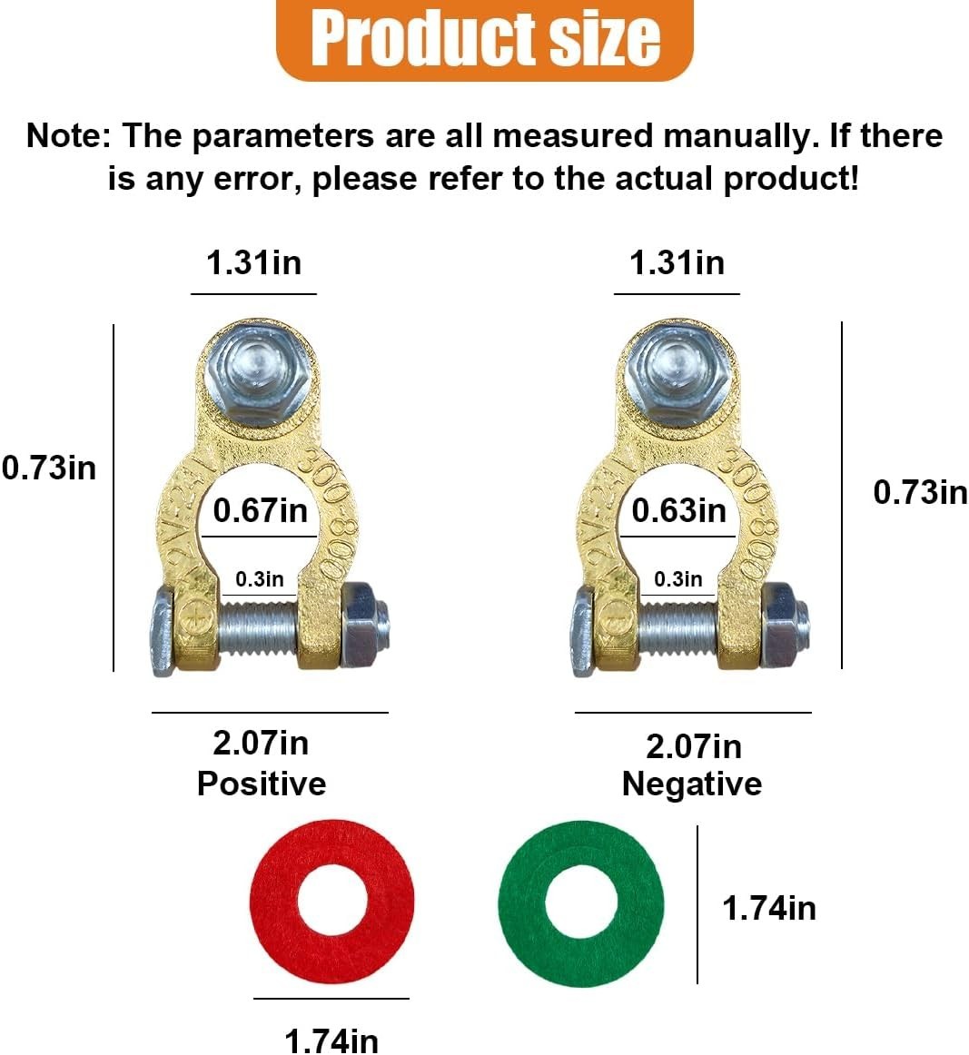 Reliable Copper Top Post Battery Terminals with Clear Polarity Markings – 2PCS