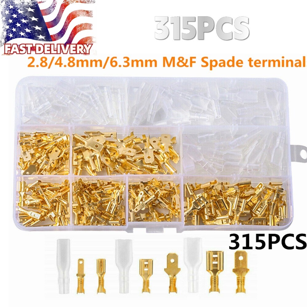 315x Assortment Terminals Kit Electrical Wire Crimp Connectors Male Female Spade