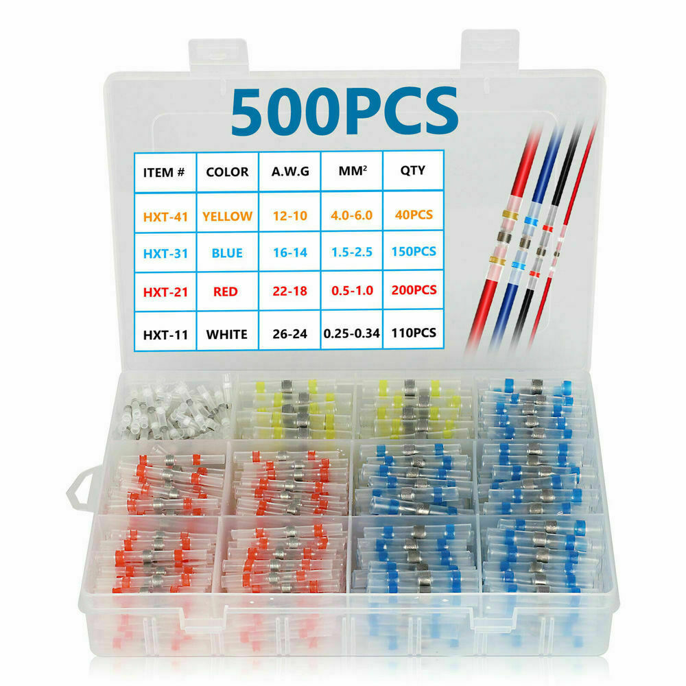Car Waterproof Heat Shrink Tube Butt Terminal Solder Seal Sleeve Wire Connectors