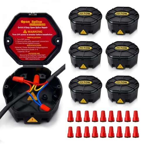 Premium Open Splice Junction Box (), 18 Twist-On Wire Connectors, 6 Pack