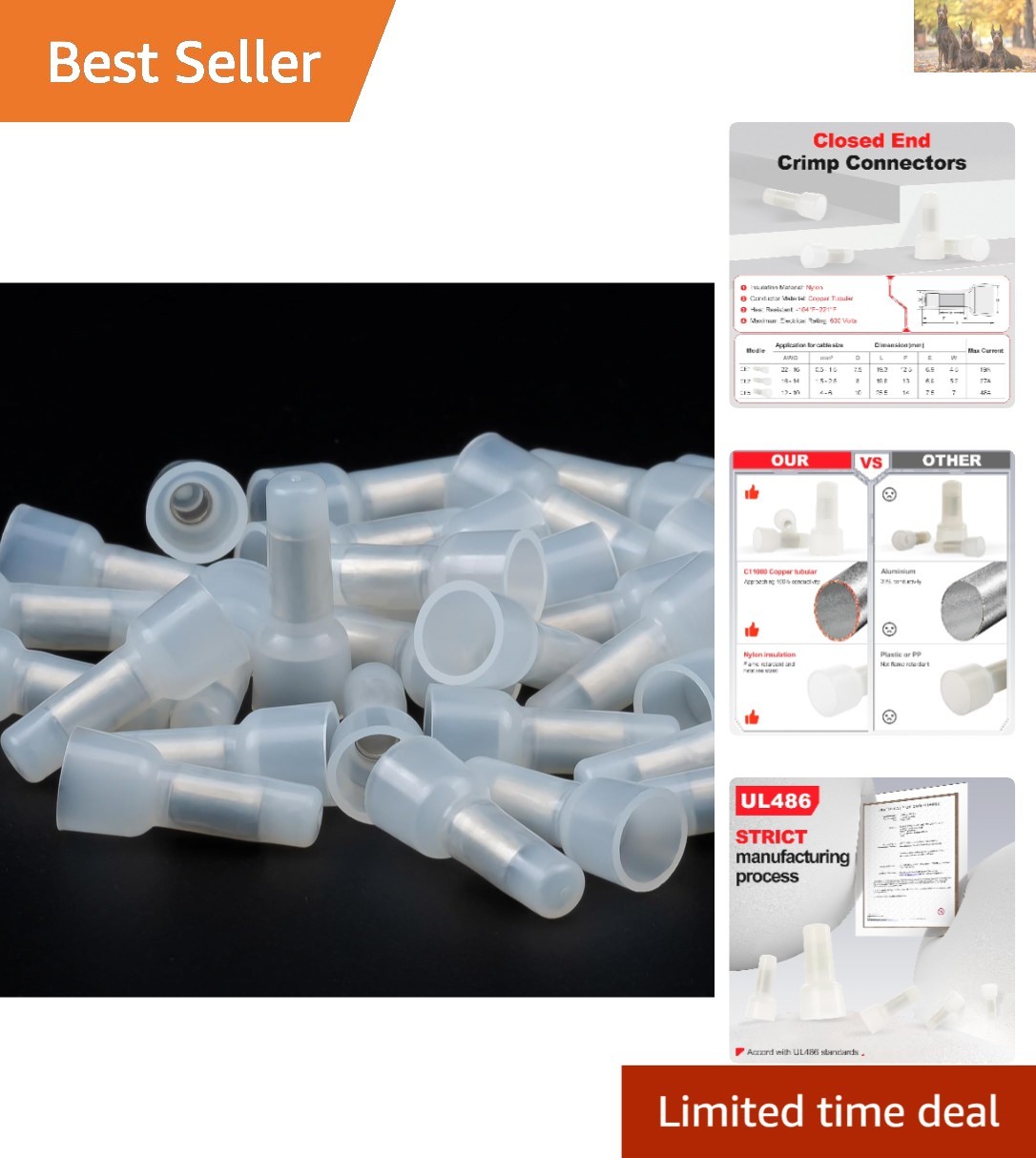 Certified 22-16 AWG Nylon Crimp Wire Connectors | 100 Pack, Safe & Durable