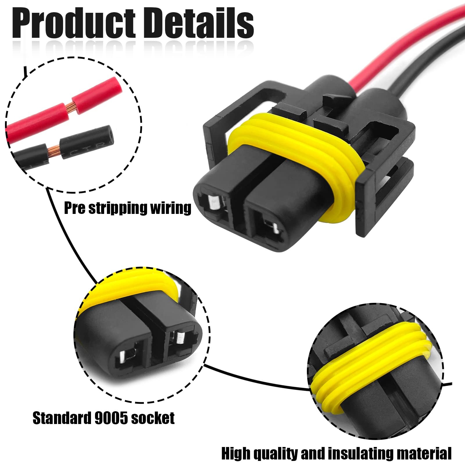 4PCS H11 H9 H8 880 881 Female Adapter Wiring Harness Sockets Wire, 9005 9006 …