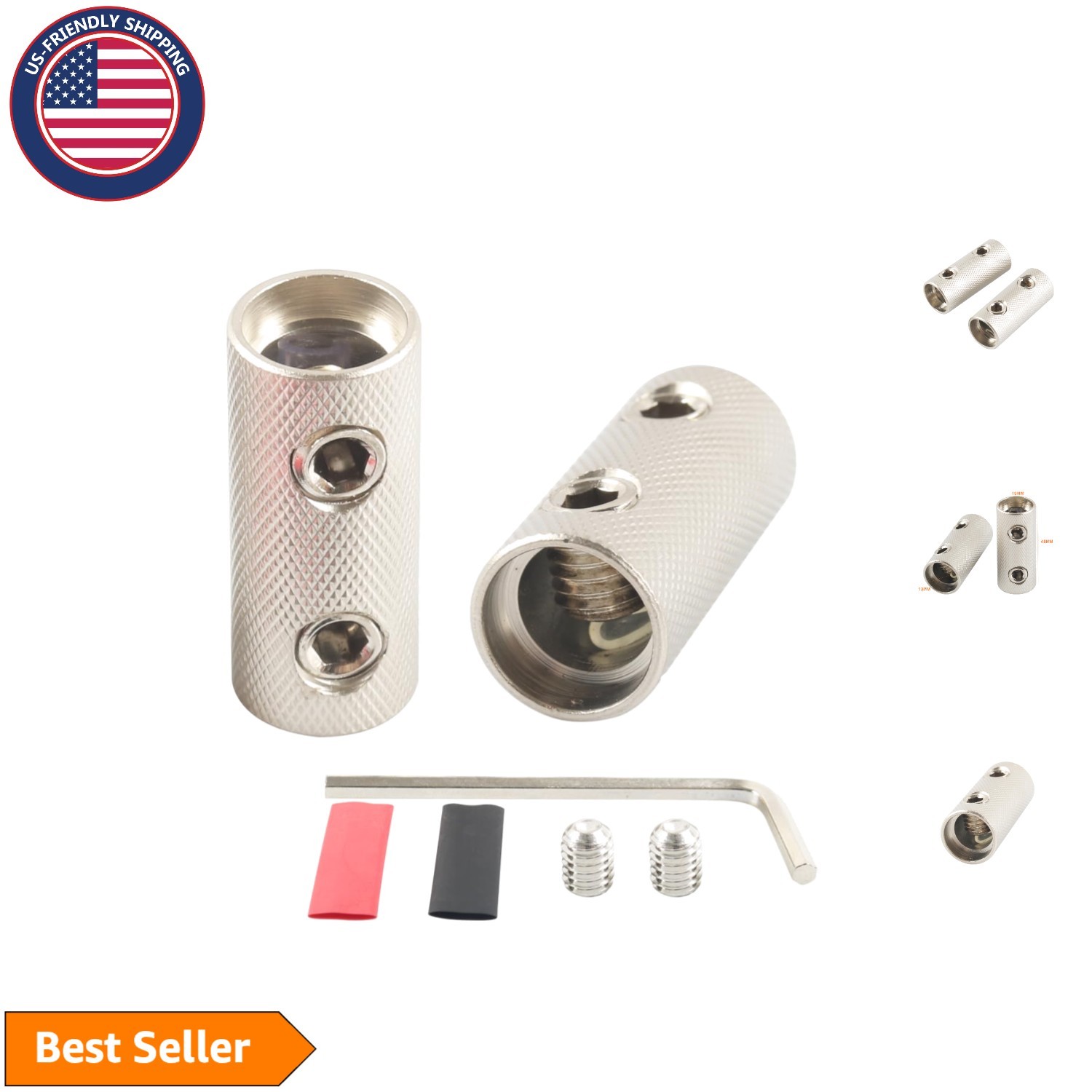 0 Gauge Nickel-Plated Butt Splice Connectors – Secure & Weather-Resistant, 2PCS