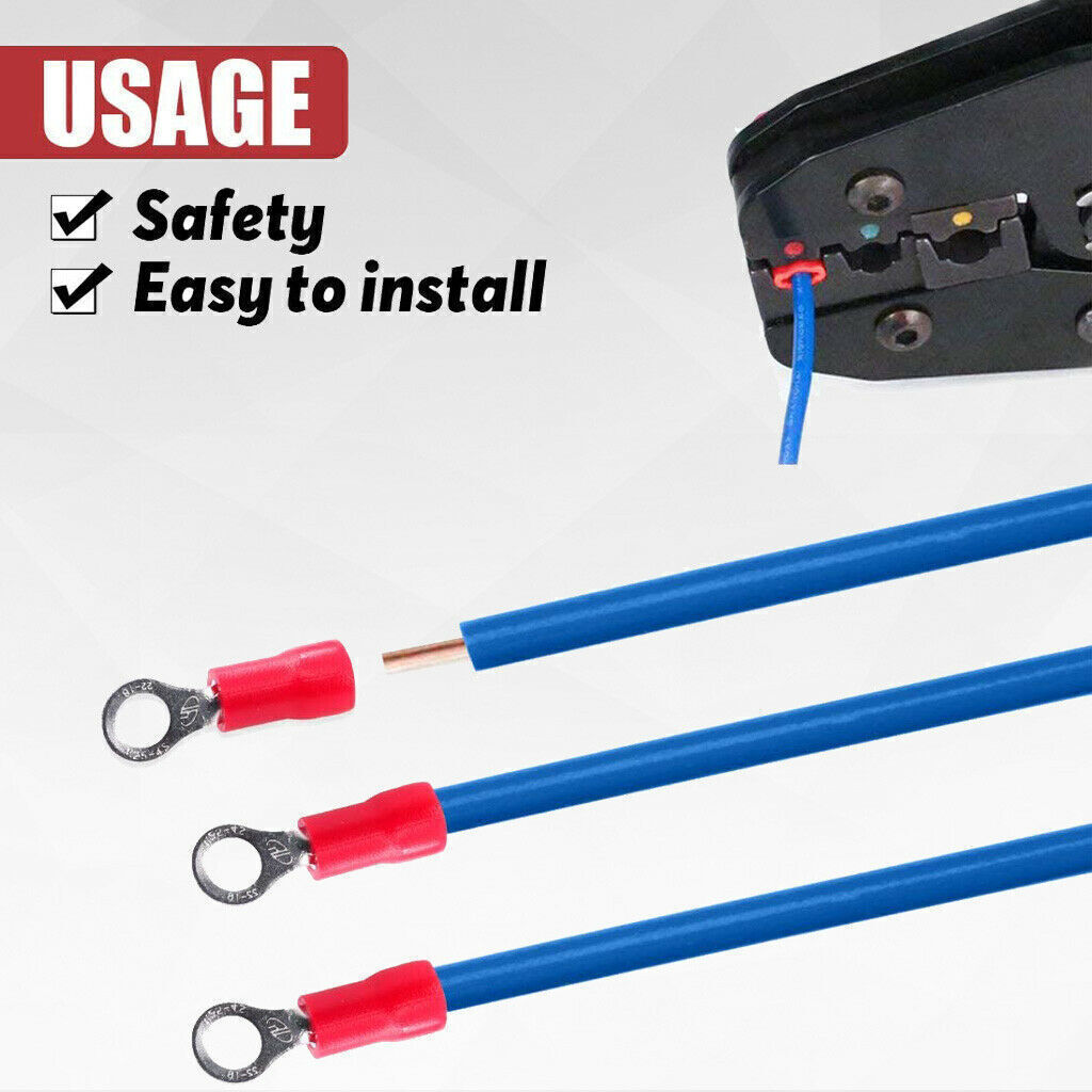 Insulated Ring Electrical Wire Connectors Splice Spade Crimp Terminals 22-16AWG