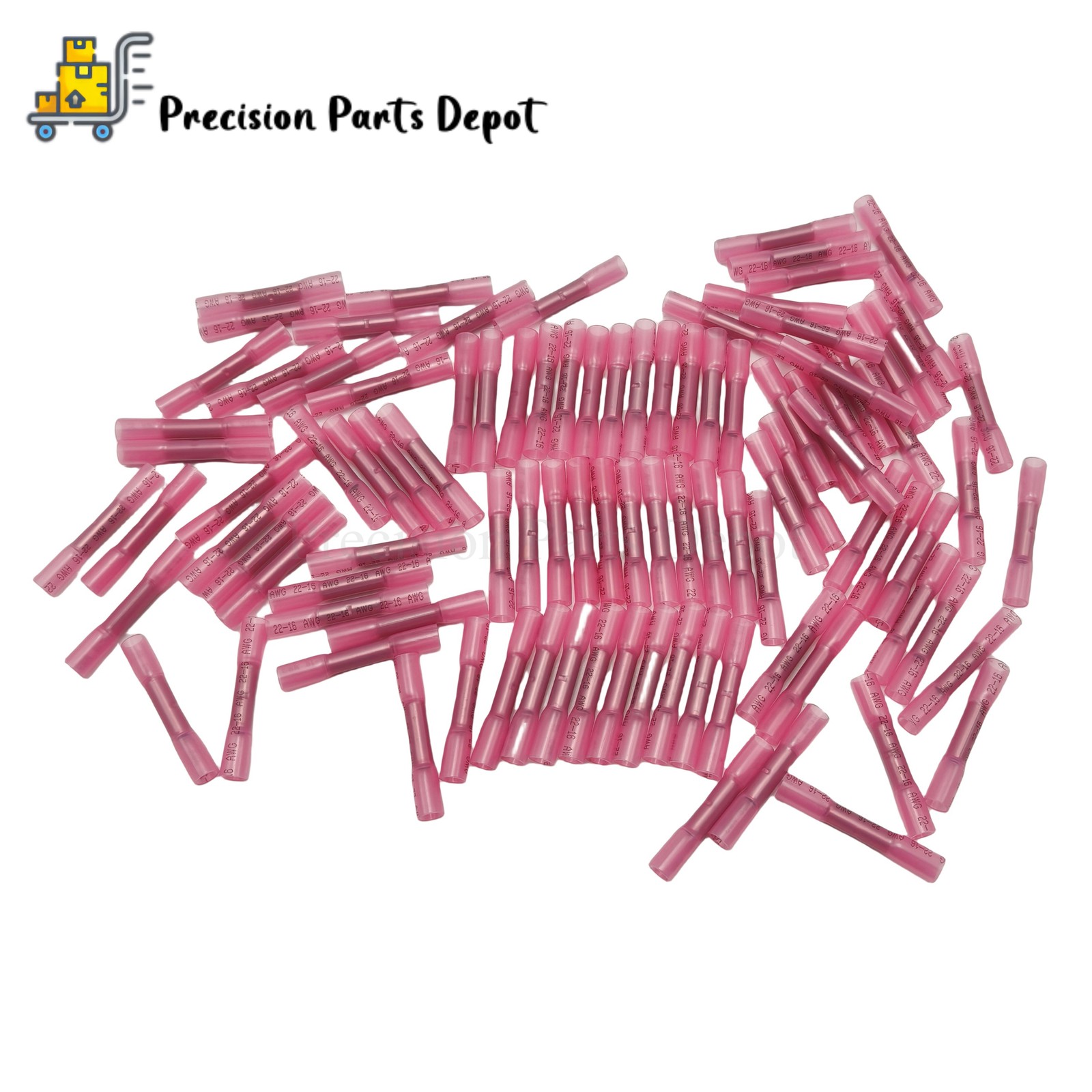 22-16AWG Red Heat Shrink Wire Butt Connectors Waterproof Splice Terminals 100PCS