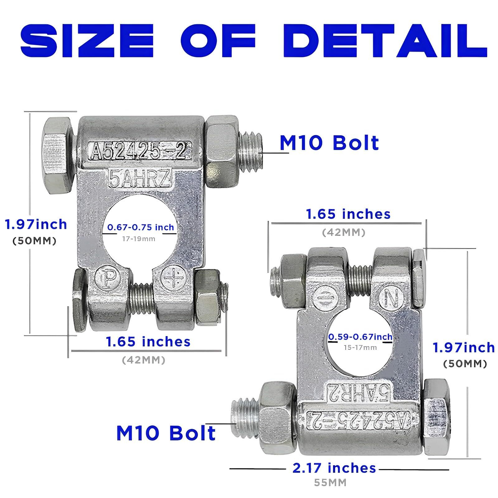 Battery Terminal Connector Heavy Duty Top Post Marine Ends Clamp Set Lead Alloy
