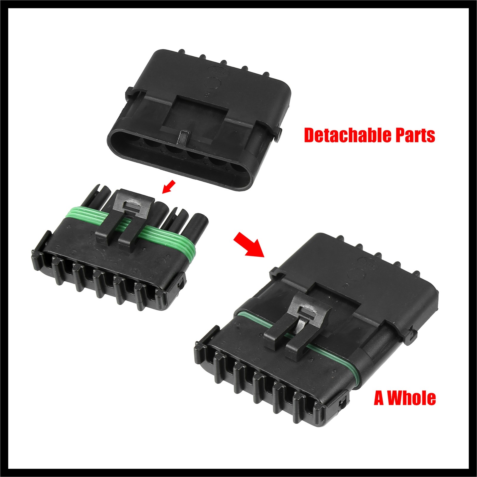 5 Kit 6 Pin Way Waterproof Electrical Connector Series Terminal for 12 AWG