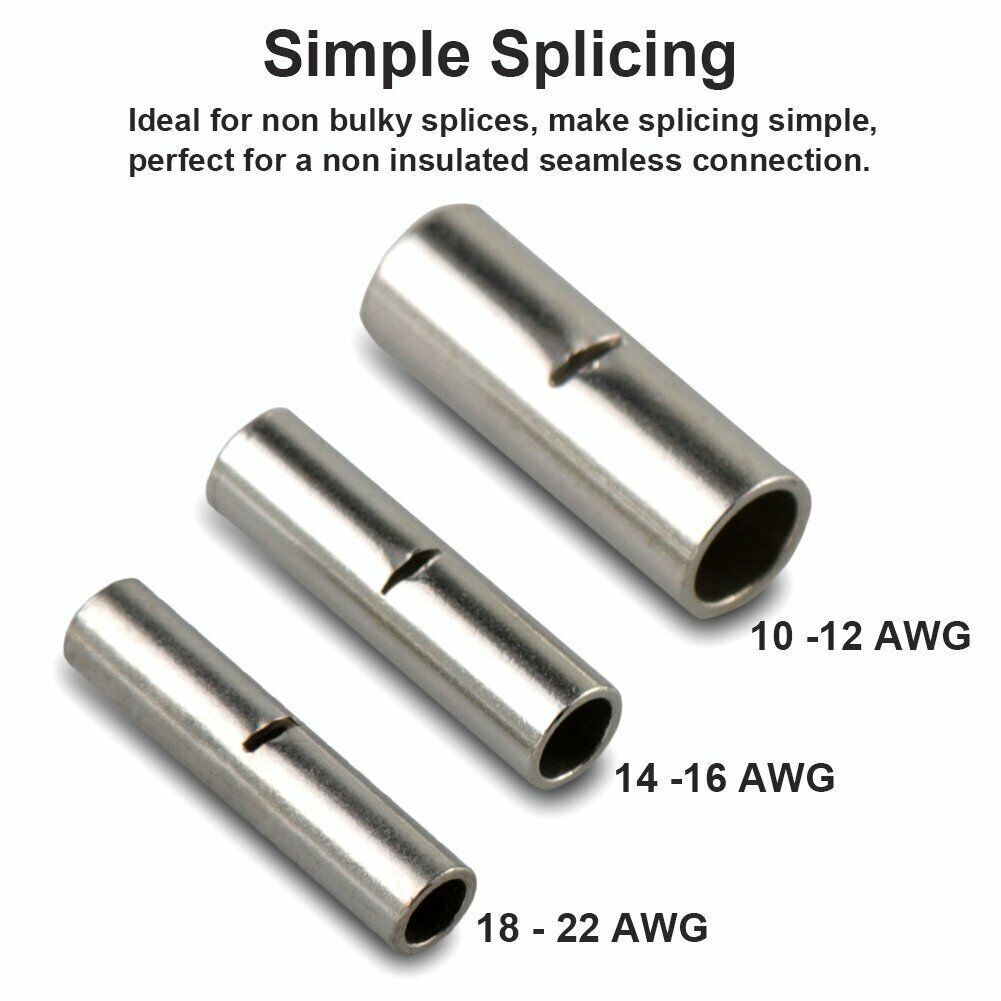 300Pcs Copper Bare Wire Splice Terminals Uninsulated Ferrules Crimp Connectors