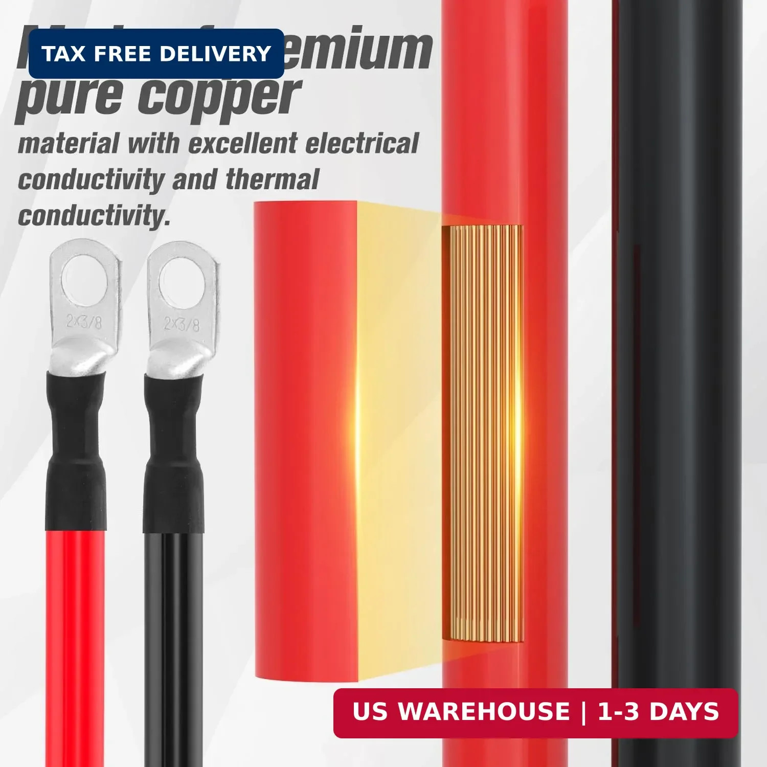 2 AWG Battery Cable 2AWG Gauge Battery Inverter Cables for Automotive Solar Mari
